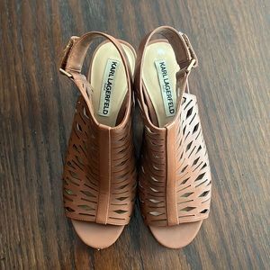 Karl Lagerfeld, brown, chunky heels